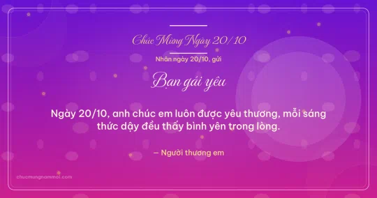 Thiệp ngày 20/10 cho bạn gái: Vòng tròn lớn trên nền tím hoa sim
