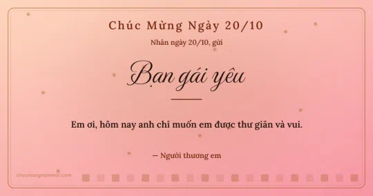 Thiệp ngày 20/10 cho bạn gái: Kim tuyến trang nhã trên nền hồng san hô