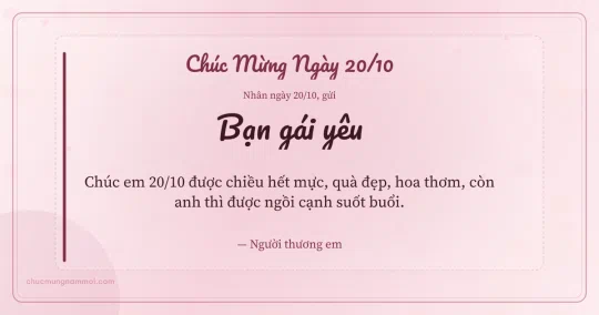 Thiệp ngày 20/10 cho bạn gái: Trái tim hồng và vòng tròn lớn trên nền hồng phấn nước
