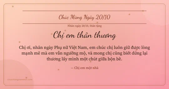Thiệp cho chị em: Kim tuyến ngày 20/10 trên nền hồng san hô
