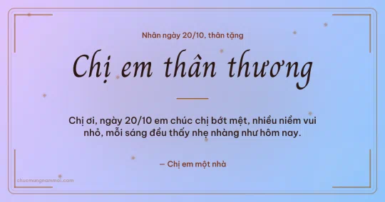 Thiệp ngày 20/10 cho chị em: Kim tuyến ấm áp trên nền tím tử đằng