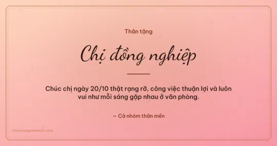Thiệp ngày 20/10: Chúc chị đồng nghiệp