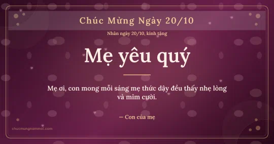 Thiệp ngày 20/10 cho mẹ: Trái tim hồng và chấm nhỏ trên nền rượu vang