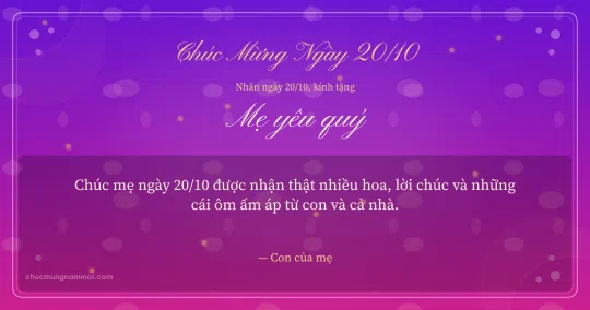 Thiệp ngày 20/10 cho mẹ: Chấm nhỏ trên nền tím hoa sim