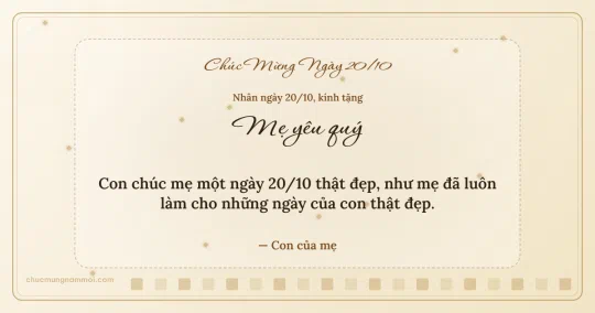 Thiệp ngày 20/10 cho mẹ: Ngà kem lãng mạn