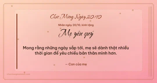 Thiệp ngày 20/10 cho mẹ: Kim tuyến và sọc dọc trên nền hồng san hô