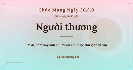 Thiệp ngày 20/10 cho người yêu: Vòng tròn lớn trên nền xanh pha hồng