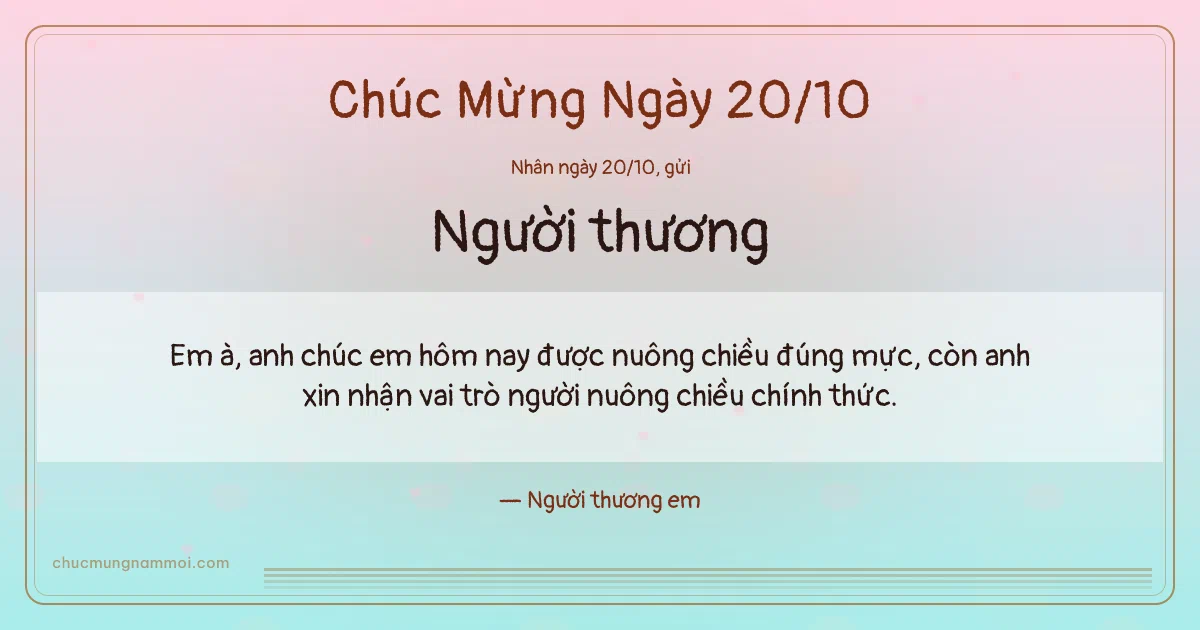Thiệp cho người yêu: Trái tim hồng và sọc mảnh ngày 20/10. Em à, anh chúc em hôm nay được nuông chiều đúng mực… (Bản ngang)