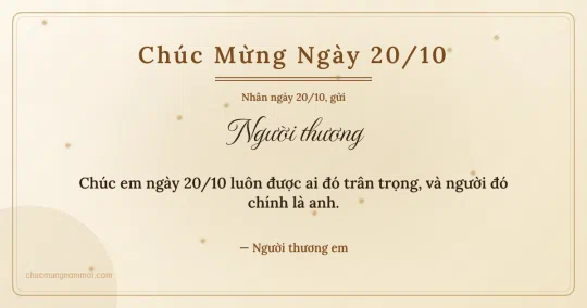 Thiệp cho người yêu: Kim tuyến ngày 20/10 trên nền ngà kem