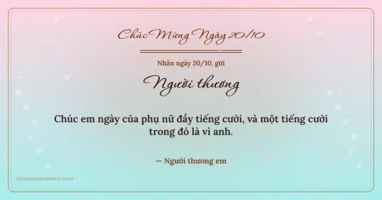Thiệp ngày 20/10 cho người yêu: Trái tim hồng ấm áp trên nền xanh pha hồng