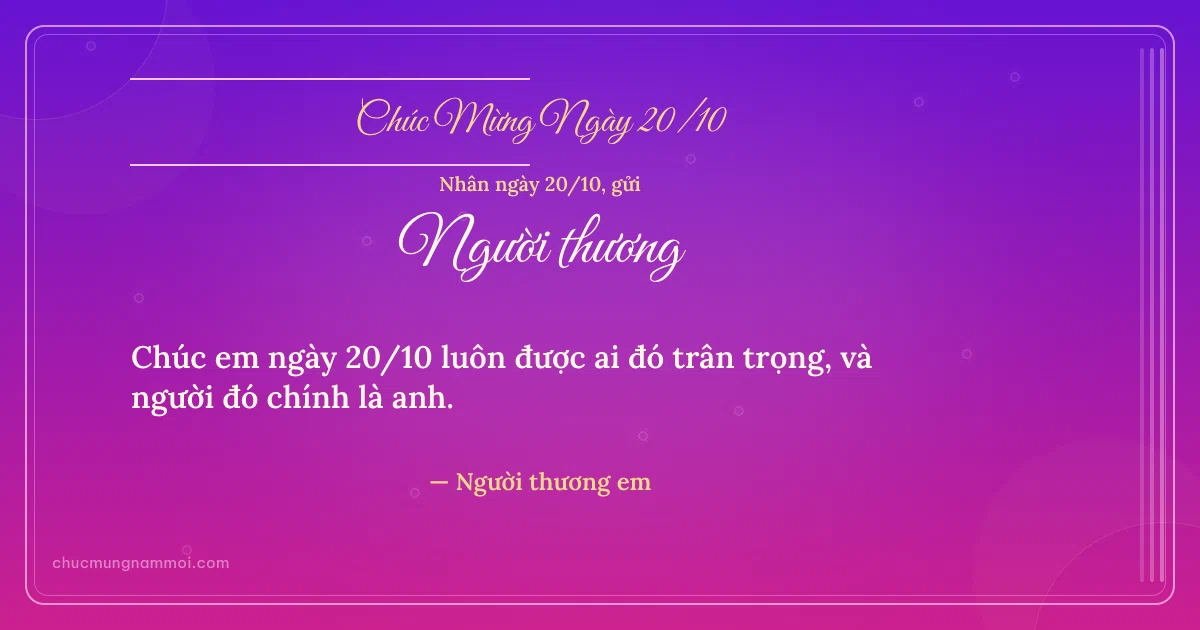 Thiệp ngày 20/10 cho người yêu: Bong bóng và sọc dọc. Chúc em ngày 20/10 luôn được ai đó trân trọng… (Bản ngang)