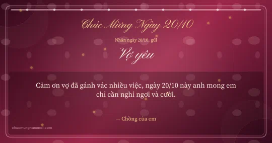 Thiệp ngày 20/10 cho vợ: Chuỗi chấm trên nền hồng đào