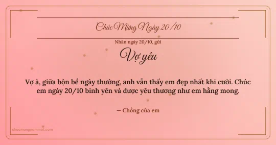 Thiệp kim tuyến ngày 20/10 tặng vợ