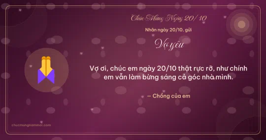 Thiệp ngày 20/10 cho vợ: Đôi tay cảm ơn trên nền rượu vang