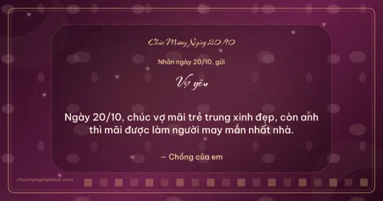 Thiệp ngày 20/10 cho vợ: Trái tim hồng và ô vuông nhỏ trên nền rượu vang