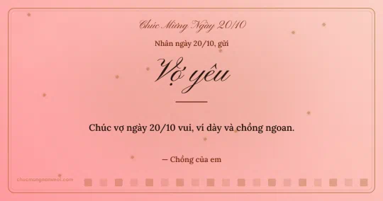 Thiệp ngày 20/10: Ô vuông nhỏ tặng vợ