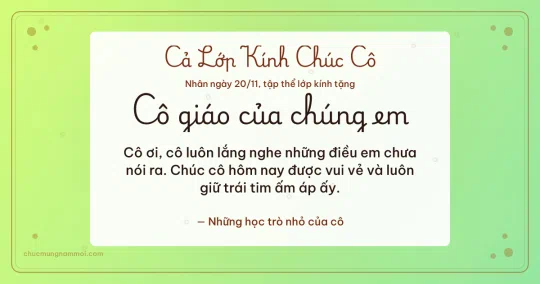 Thiệp cho cả lớp: Bong bóng và chấm nhỏ ngày 20/11