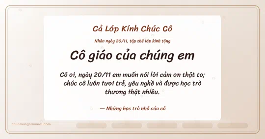 Thiệp ngày 20/11 cho cả lớp: Bong bóng ấm áp tặng cô