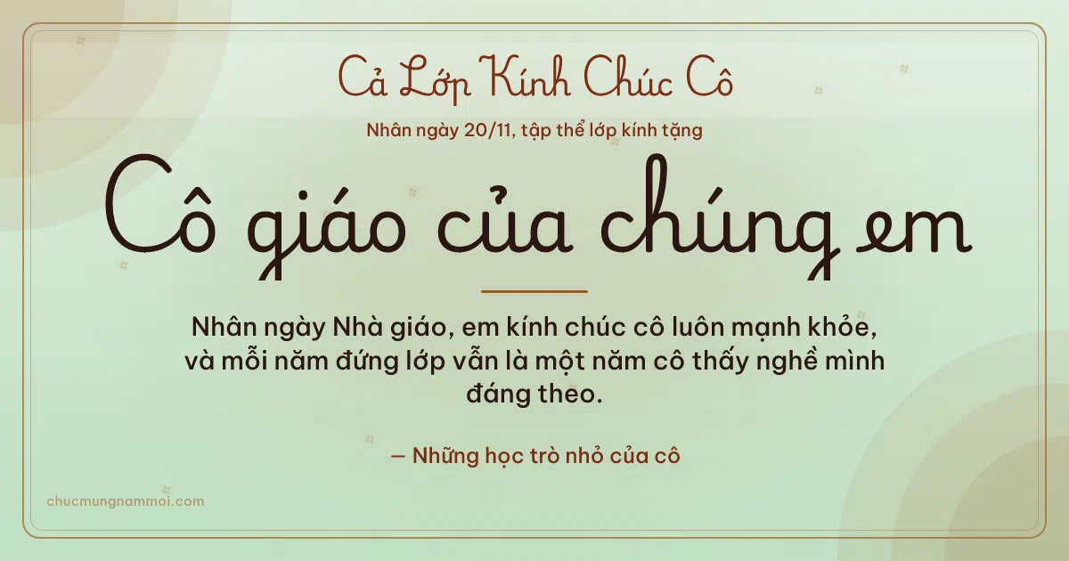 Thiệp ngày 20/11 cho cả lớp: Sao băng tặng cô, kiểu 17. Nhân ngày Nhà giáo, em kính chúc cô luôn mạnh khỏe… (Bản ngang)