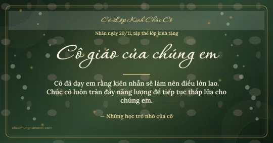 Thiệp ngày 20/11 cho cả lớp: Mưa chấm và kim tuyến vàng