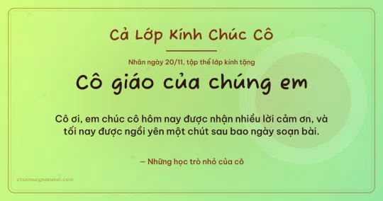 Thiệp ngày 20/11 cho cả lớp: Lúa non ấm áp, kiểu 17
