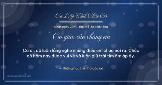 Thiệp ngày 20/11 cho cả lớp: Biển sâu dịu dàng