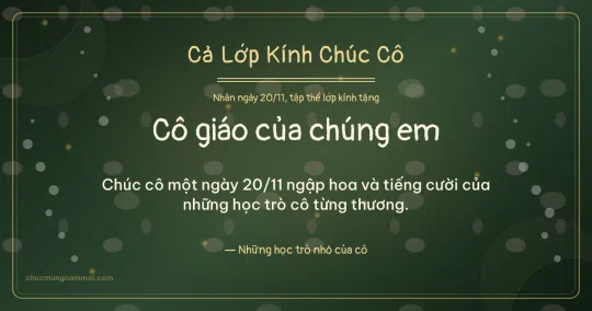 Thiệp ngày 20/11 cho cả lớp: Mưa chấm tặng cô