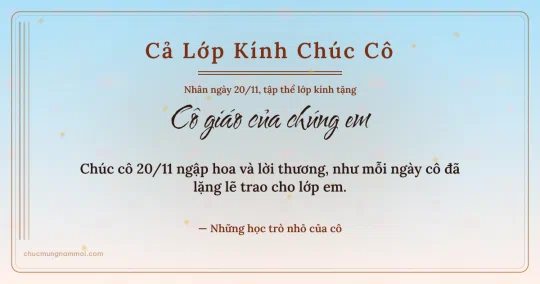 Thiệp ngày 20/11 cho cả lớp: Sọc dọc tặng cô, kiểu 8