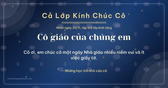 Thiệp ngày 20/11 cho cả lớp: Biển sâu rạng rỡ, kiểu 23