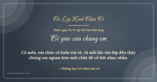 Thiệp ngày 20/11 cho cả lớp: Bong bóng và vòng đồng tâm trên nền xanh đá