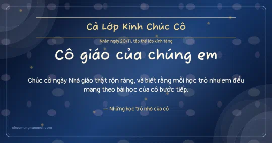 Thiệp ngày 20/11 cho cả lớp: Biển sâu rạng rỡ, kiểu 21