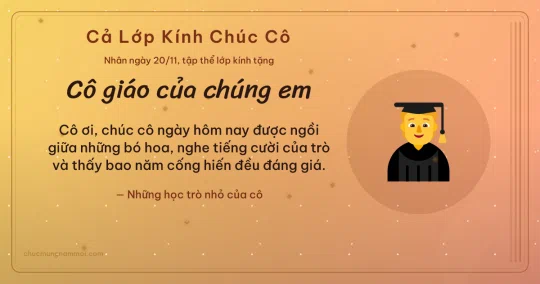 Thiệp ngày 20/11 cho cả lớp: Học trò mùa tri ân