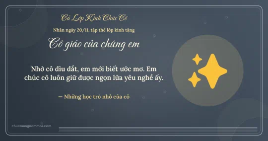 Thiệp ngày 20/11 cho cả lớp: Ánh lấp lánh trên nền xanh đá