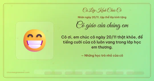 Thiệp cho cả lớp: Cười toe ngày 20/11