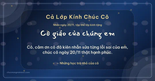 Thiệp ngày 20/11 cho cả lớp: Vòng đồng tâm trên nền xanh biển sâu