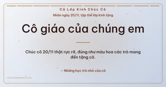Thiệp ngày 20/11 cho cả lớp: Sao băng tặng cô, kiểu 11