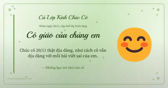 Thiệp ngày 20/11 cho cả lớp: Mặt cười và kim tuyến