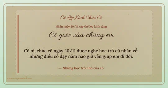 Thiệp ngày 20/11 cho cả lớp: Trà xanh ấm áp, kiểu 30