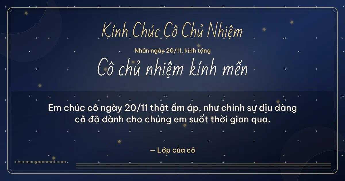Thiệp ngày 20/11: Sọc mảnh tặng cô chủ nhiệm. Em chúc cô ngày 20/11 thật ấm áp… (Bản ngang)