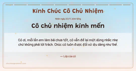 Thiệp ngày 20/11 cho cô chủ nhiệm: Bình minh ấm áp, kiểu 23