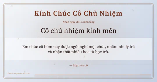 Thiệp ngày 20/11 cho cô chủ nhiệm: Sương bạc ấm áp, kiểu 23
