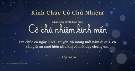 Thiệp ngày 20/11 cho cô chủ nhiệm: Bong bóng sang trọng trên nền xanh than ánh kim