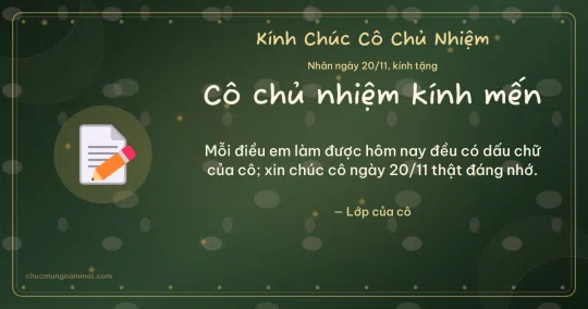 Thiệp ngày 20/11: Giấy ghi chú tặng cô chủ nhiệm