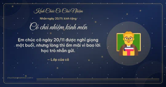 Thiệp ngày 20/11 cho cô chủ nhiệm: Thầy giáo và kim tuyến