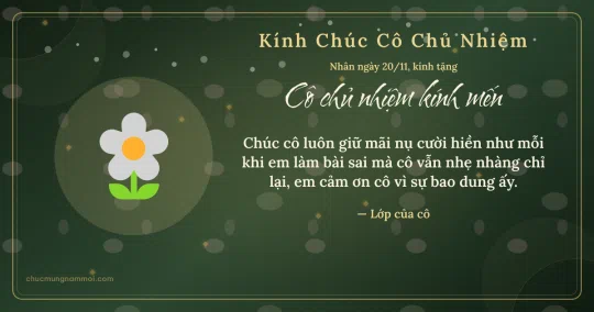 Thiệp ngày 20/11: Bông hoa tặng cô chủ nhiệm