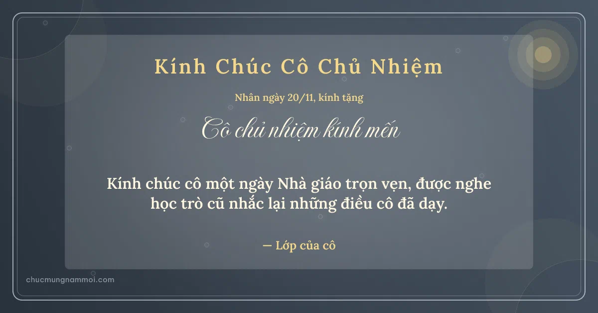 Thiệp ngày 20/11 cho cô chủ nhiệm: Đá xanh trang nhã, kiểu 14. Kính chúc cô một ngày Nhà giáo trọn vẹn… (Bản ngang)