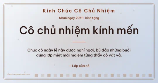 Thiệp ngày 20/11: Sương bạc sang trọng tặng cô chủ nhiệm