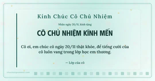 Thiệp ngày 20/11 cho cô chủ nhiệm: Kim tuyến vàng và ô vuông nhỏ trên nền xanh ngọc nước