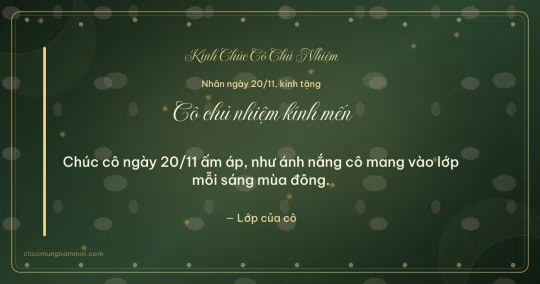 Thiệp ngày 20/11 cho cô chủ nhiệm: Hạt chấm trên nền xanh rêu đậm
