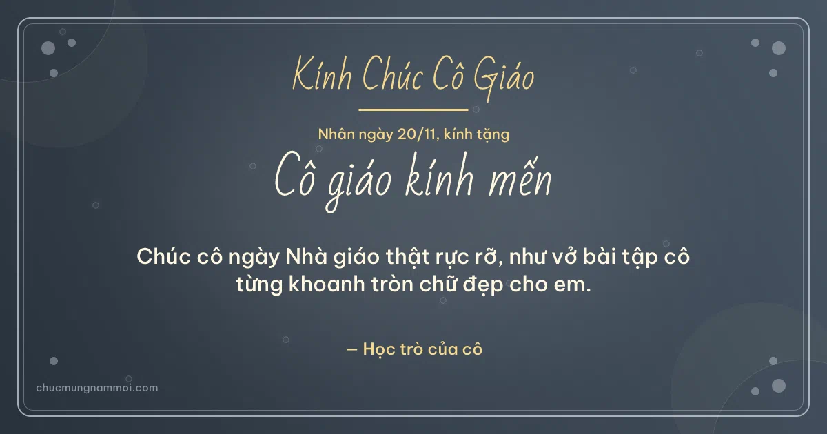 Thiệp ngày 20/11 cho cô giáo: Bong bóng rạng rỡ trên nền xanh đá. Chúc cô ngày Nhà giáo thật rực rỡ… (Bản ngang)